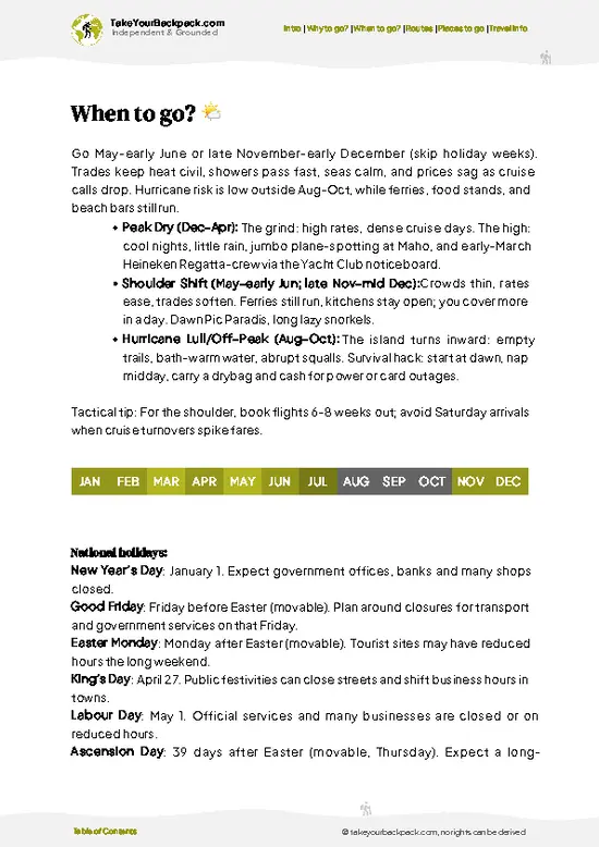 example page 3 from our offline Travel Guide for Sint Maarten